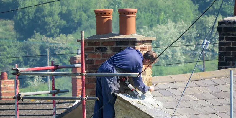 Chimney repair in progress